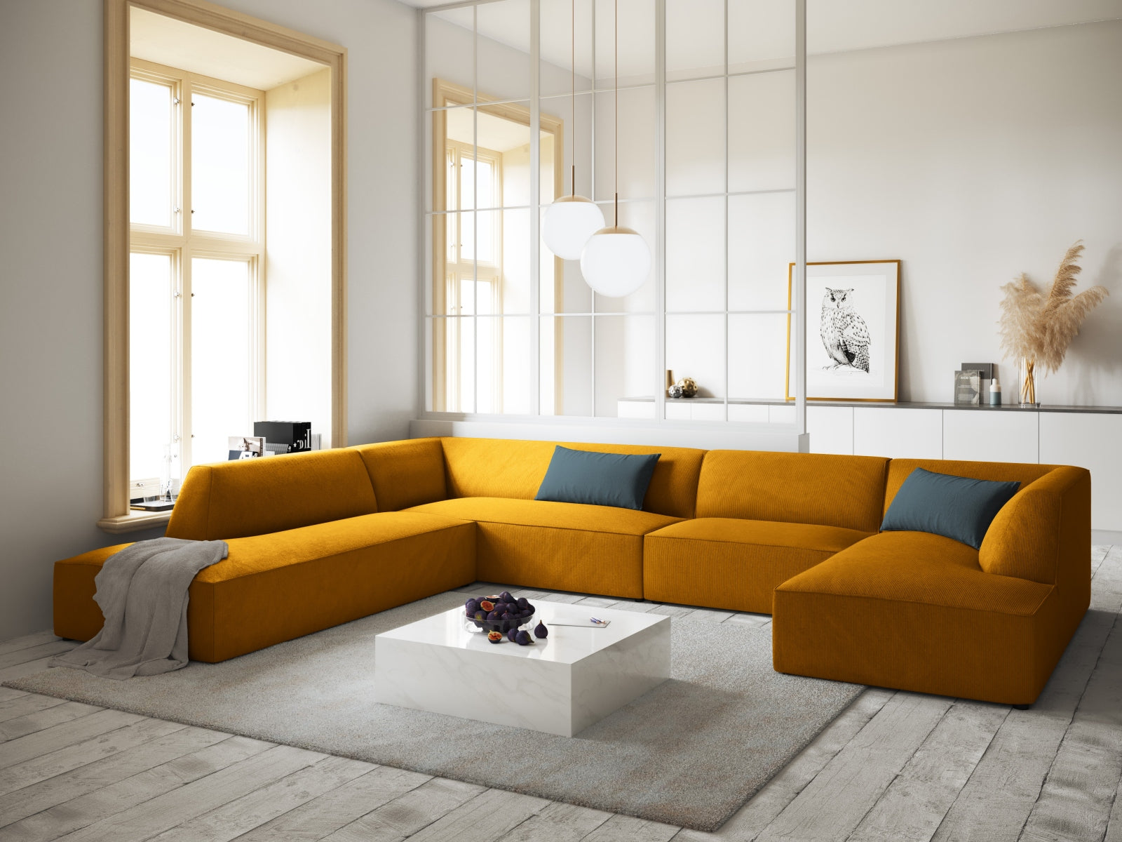 Ruby Panoramic Ecksofa links 7 Sitzer in Yellow präsentiert im Onlineshop von KAQTU Design AG. Ecksofa links ist von Micadoni