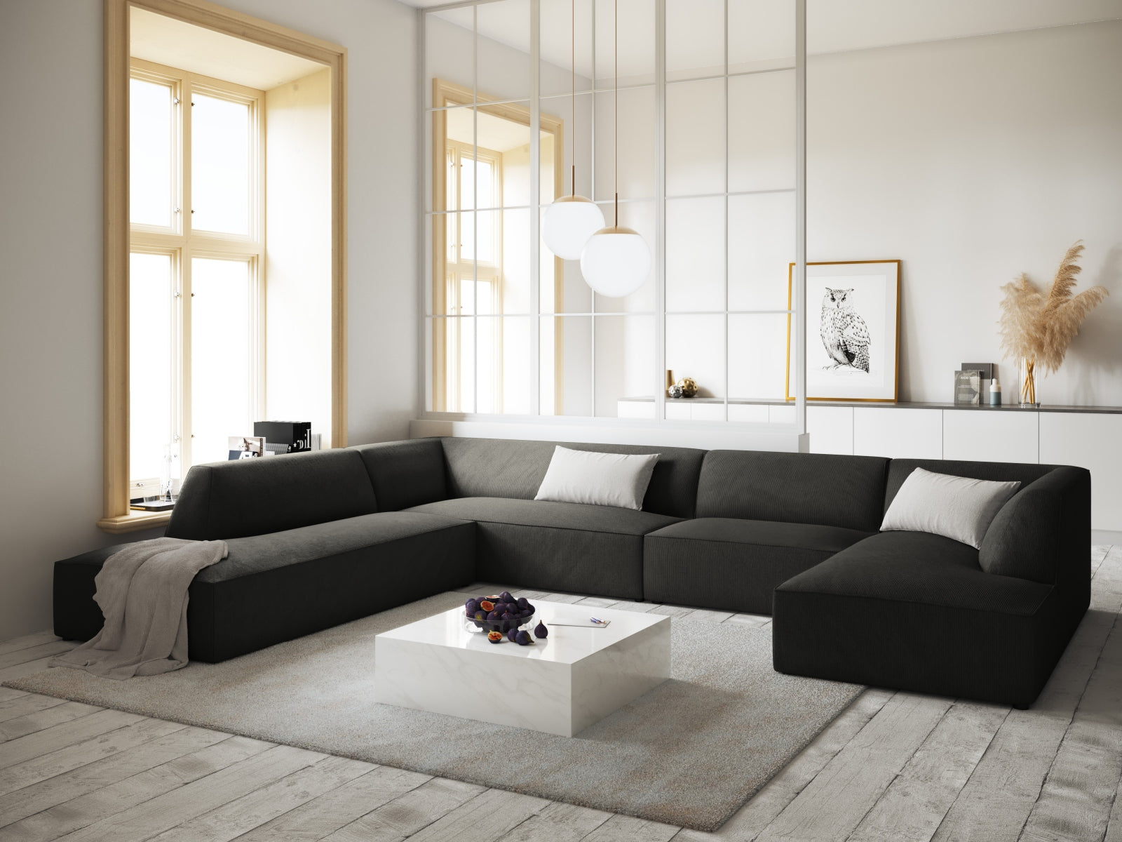 Ruby Panoramic Ecksofa links 7 Sitzer in Dark Grey präsentiert im Onlineshop von KAQTU Design AG. Ecksofa links ist von Micadoni