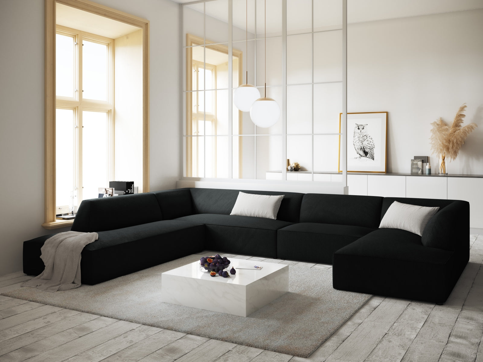 Ruby Panoramic Ecksofa links 7 Sitzer in Black präsentiert im Onlineshop von KAQTU Design AG. Ecksofa links ist von Micadoni