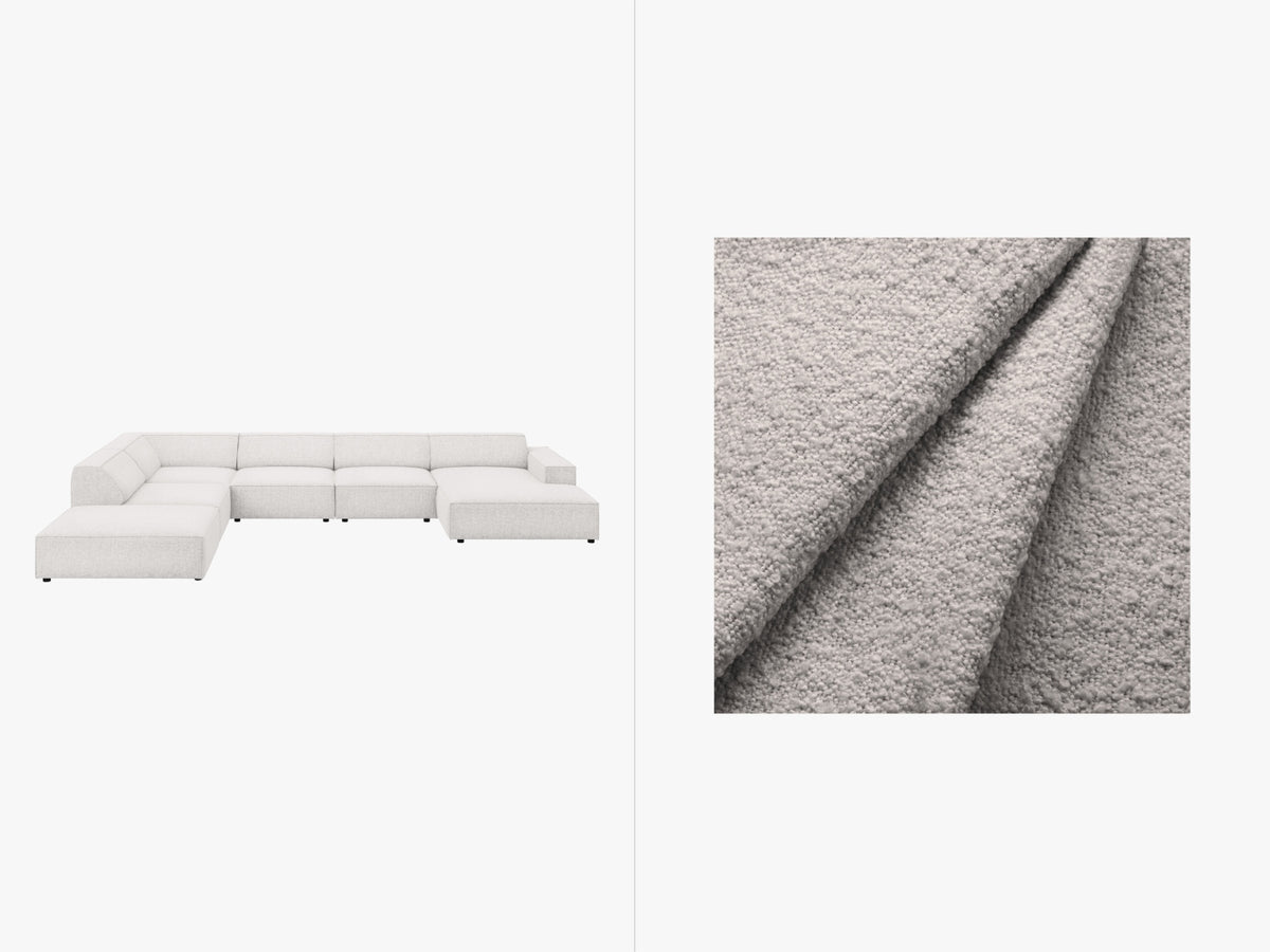 Jodie Boucle modulares Panoramic Ecksofa links 7 Sitzer in Light Grey-Baloo präsentiert im Onlineshop von KAQTU Design AG. Ecksofa links ist von Micadoni