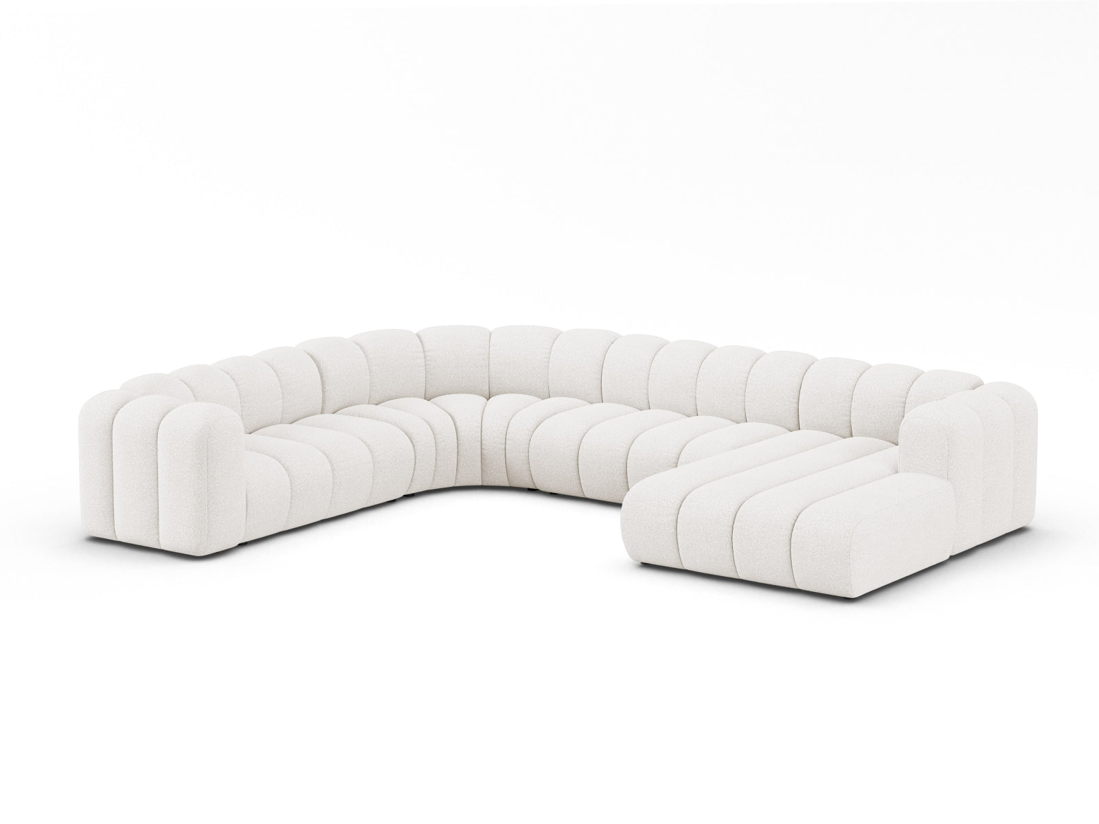 Lupine Boucle Modular Panoramic Ecksofa links 6 Sitzer in White-Baloo präsentiert im Onlineshop von KAQTU Design AG. Ecksofa links ist von Micadoni