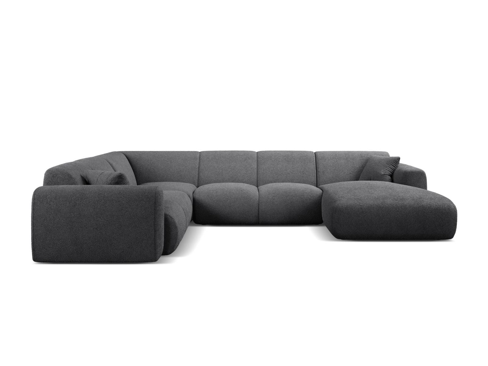 Elegantes 6-Sitzer Ecksofa Molino in Dunkelgrau, ideal für moderne Wohnräume, bietet Komfort und Stil für gesellige Abende.