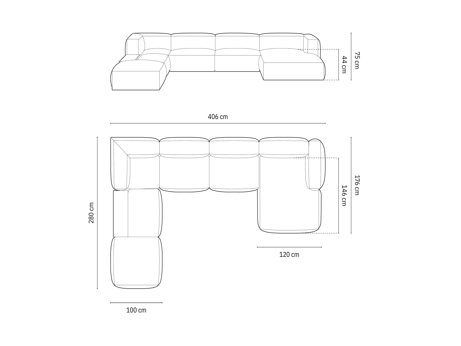 Martina Modulares Panoramic Ecksofa links 5 Sitzer in Light Beige präsentiert im Onlineshop von KAQTU Design AG. Ecksofa links ist von Micadoni