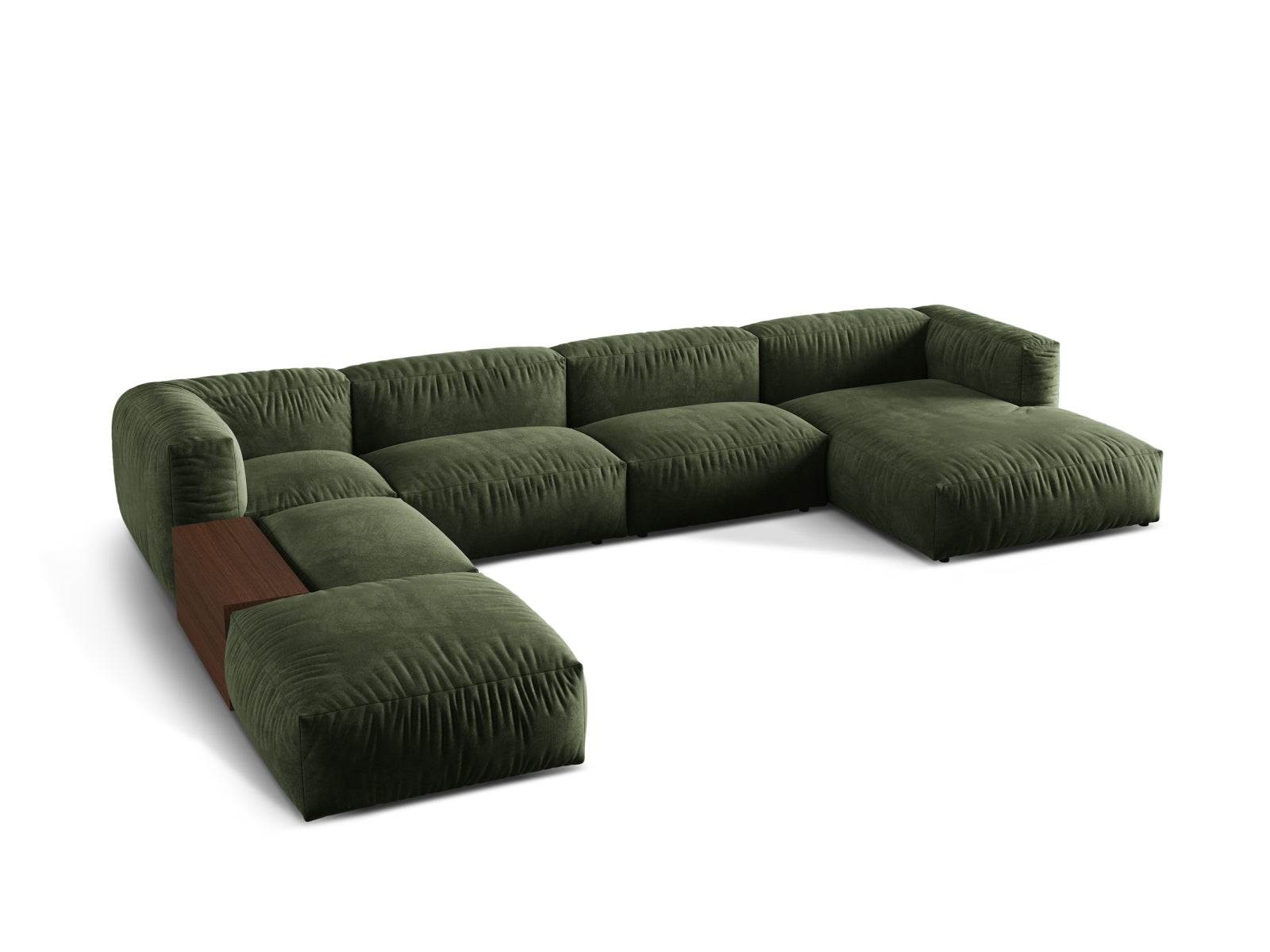 Martina Modulares Panoramic Ecksofa links 5 Sitzer in Green präsentiert im Onlineshop von KAQTU Design AG. Ecksofa links ist von Micadoni