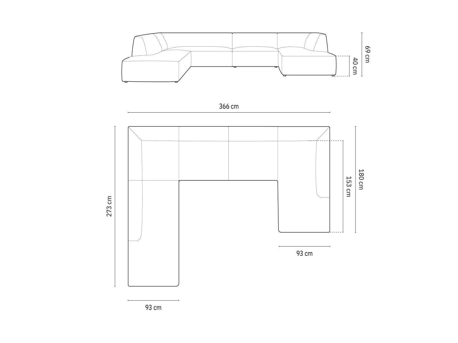 Ruby Panoramic Ecksofa links 7 Sitzer in Dark Beige präsentiert im Onlineshop von KAQTU Design AG. Ecksofa links ist von Micadoni
