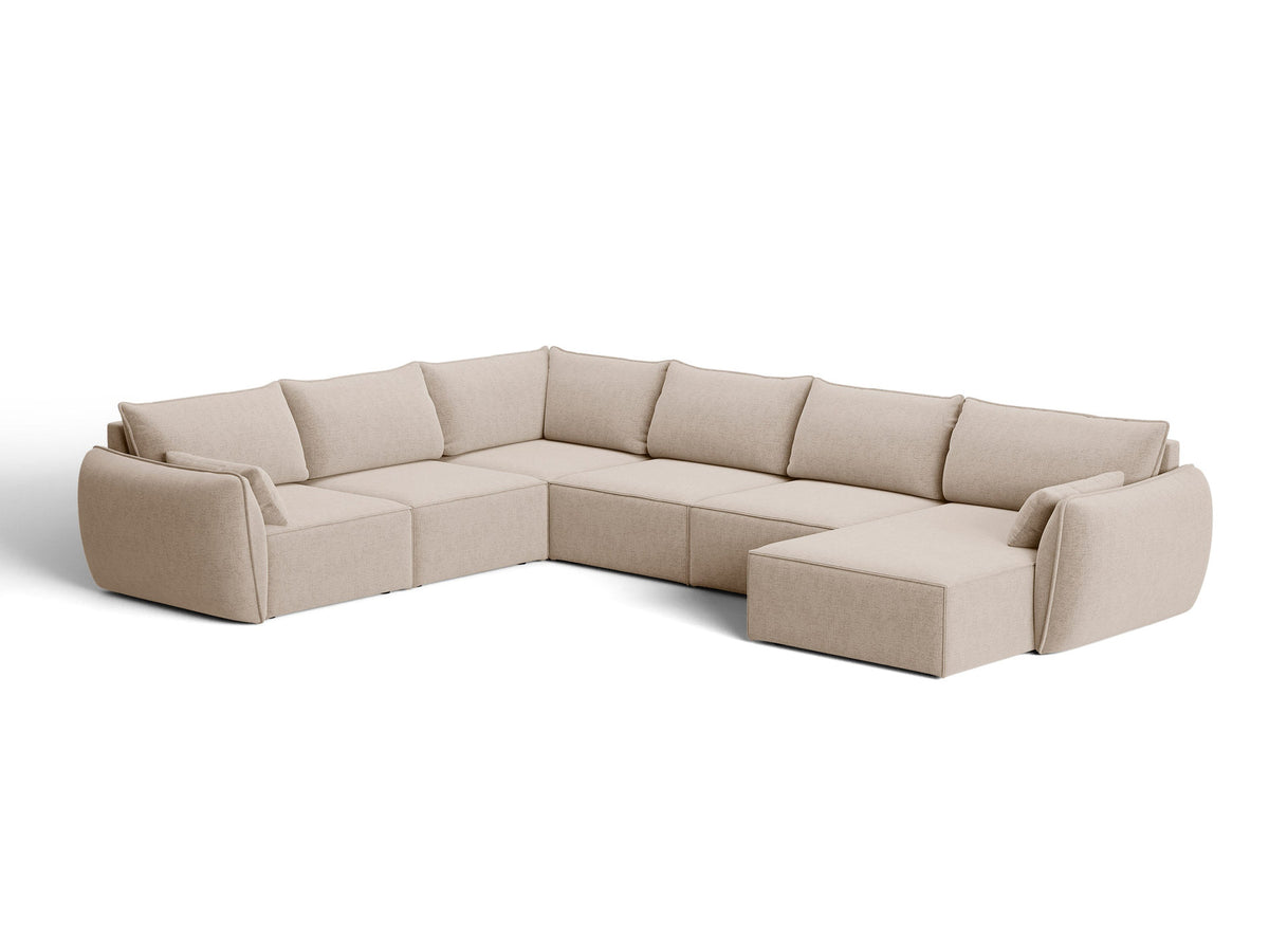 L-Sofa Kaelle Panoramasofa links von Micadoni mit Stoffbezug und niedrigen schwarzen Beinen