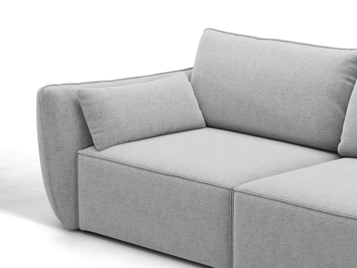L-Sofa Kaelle Panoramasofa links von Micadoni mit Stoffbezug und niedrigen schwarzen Beinen