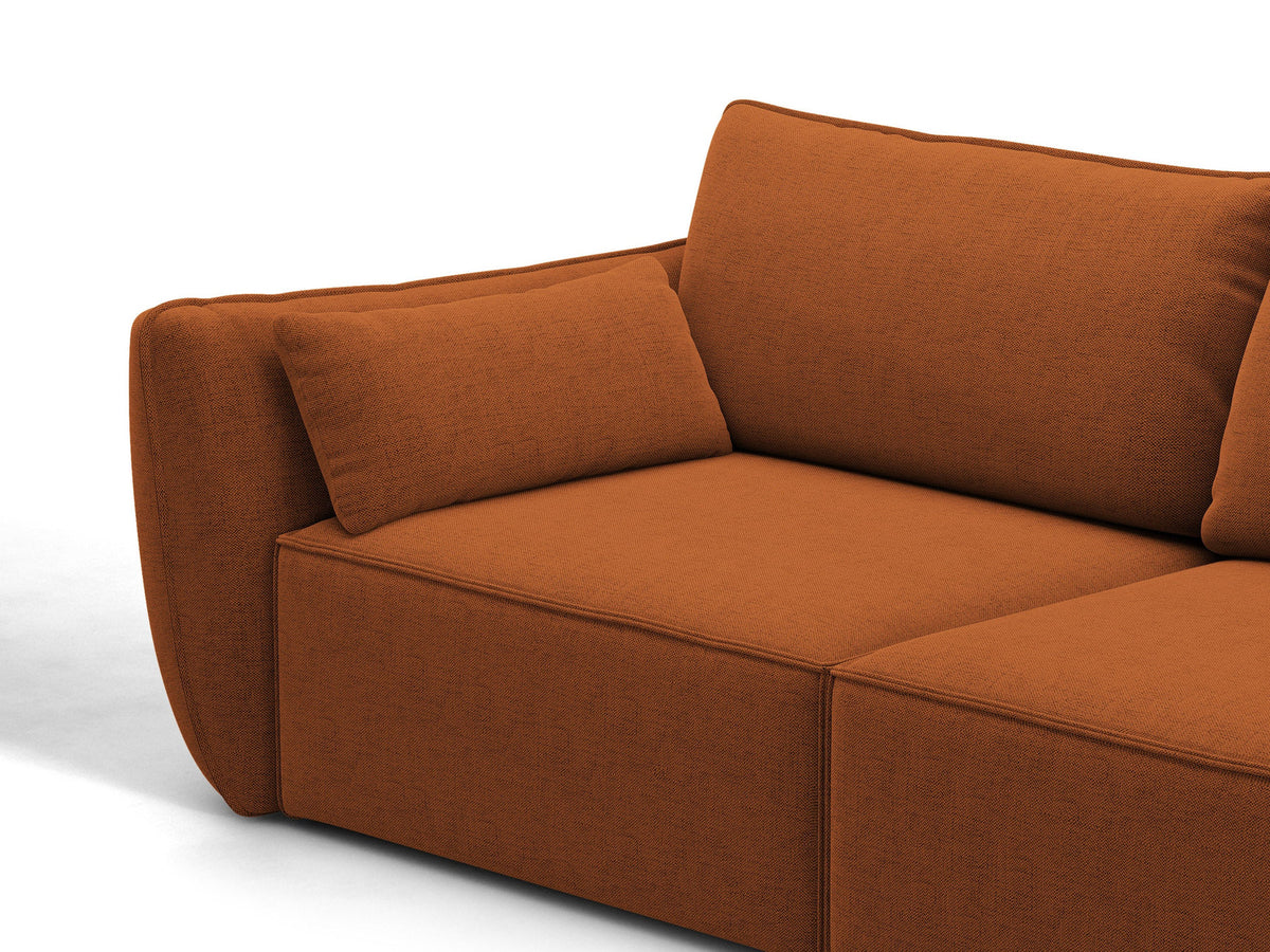 L-Sofa Kaelle Panoramasofa links von Micadoni mit Stoffbezug und niedrigen schwarzen Beinen