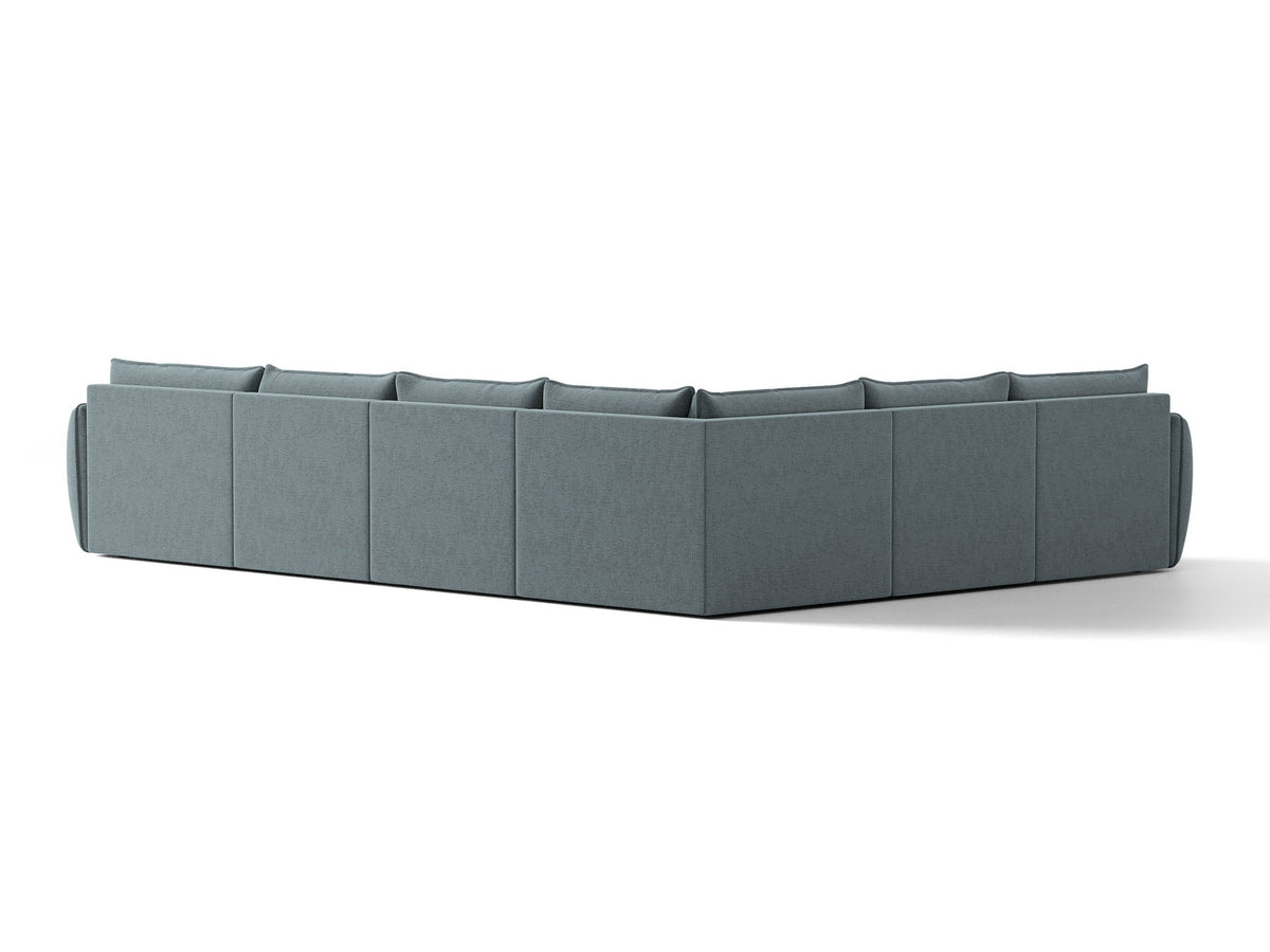L-Sofa Kaelle Panoramasofa links von Micadoni mit Stoffbezug und niedrigen schwarzen Beinen