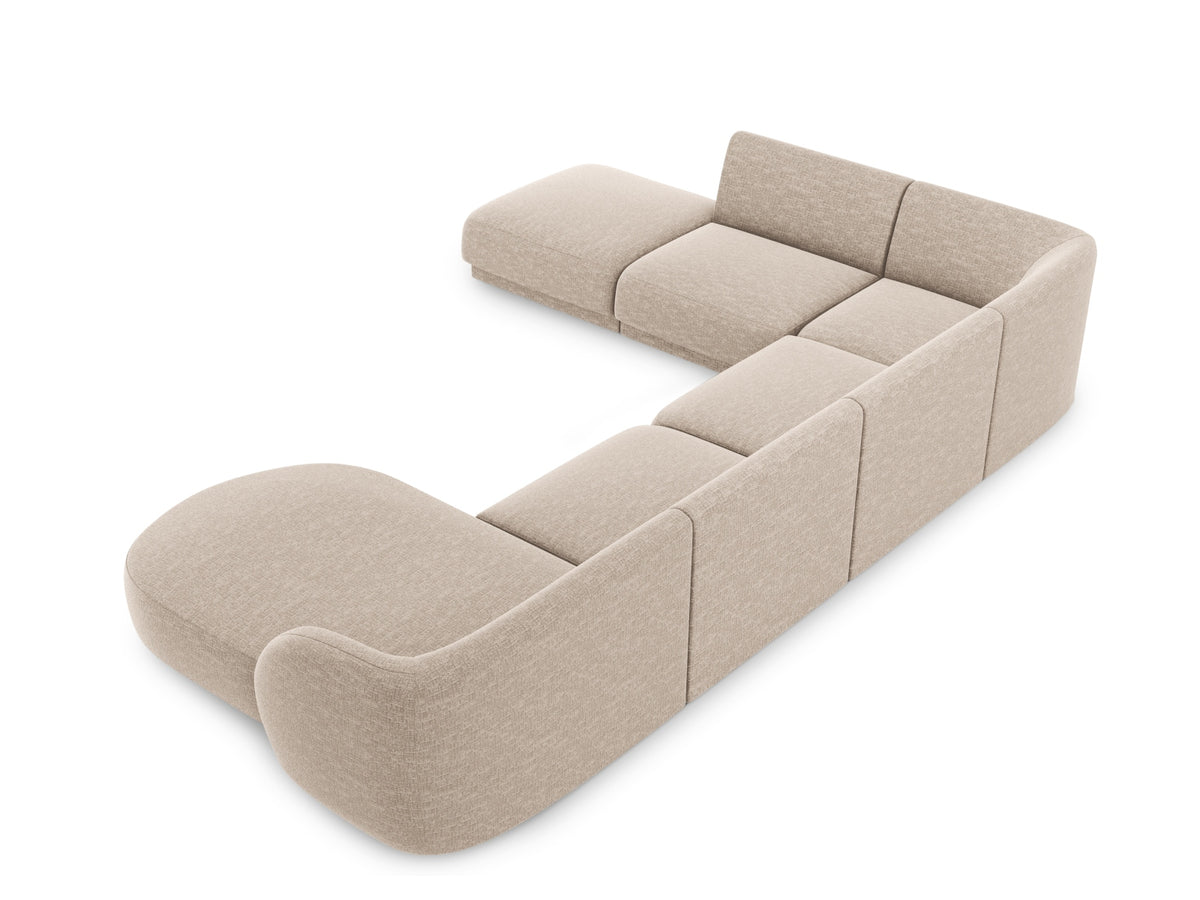 Miley Panoramic Ecksofa links 6 Sitzer in Beige-Haga präsentiert im Onlineshop von KAQTU Design AG. Ecksofa links ist von Micadoni