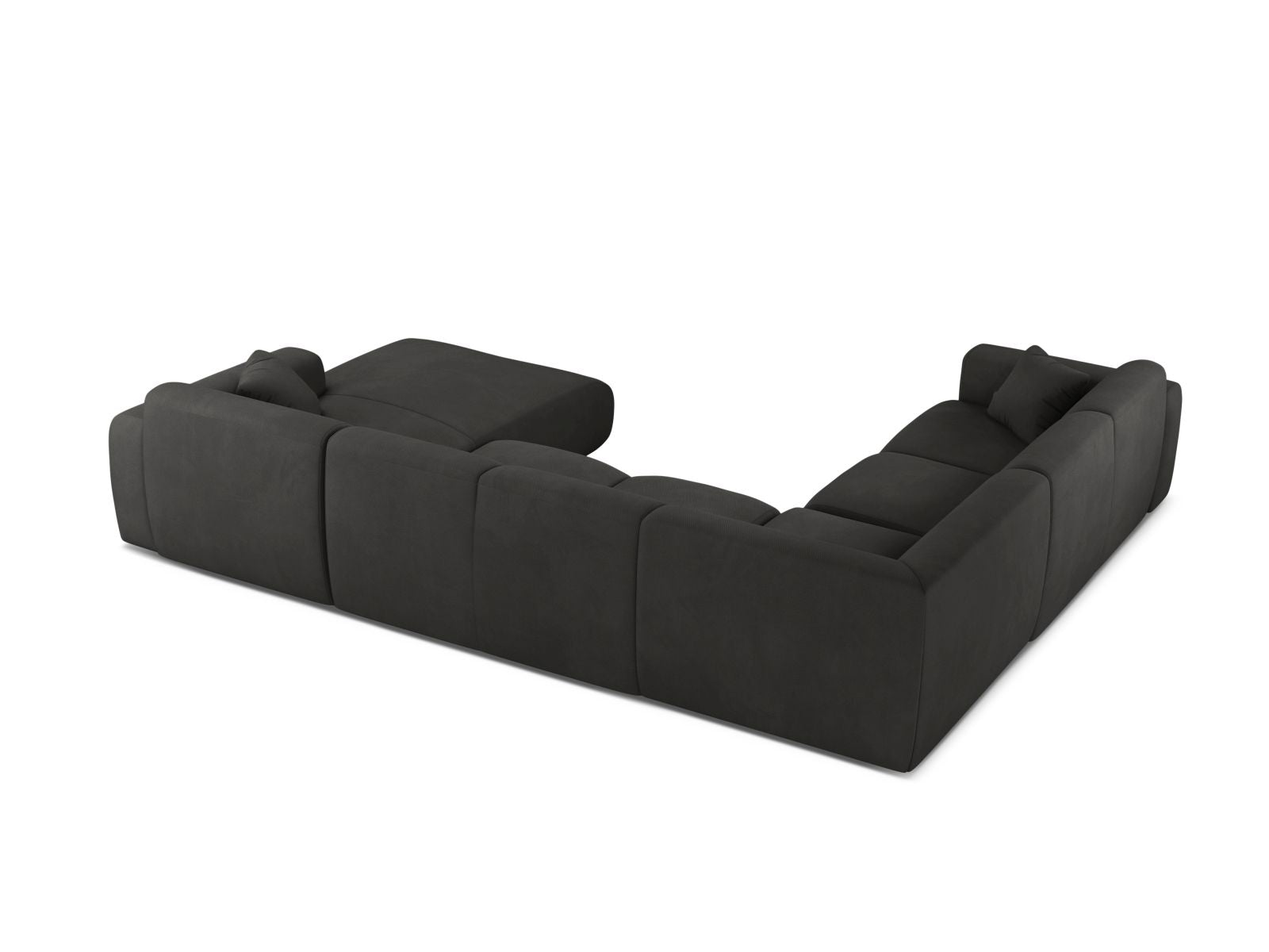 Modulares 6-Sitzer Ecksofa Molino in stilvollem Dunkelgrau, perfekt für gesellige Runden und moderne Einrichtungskonzepte.