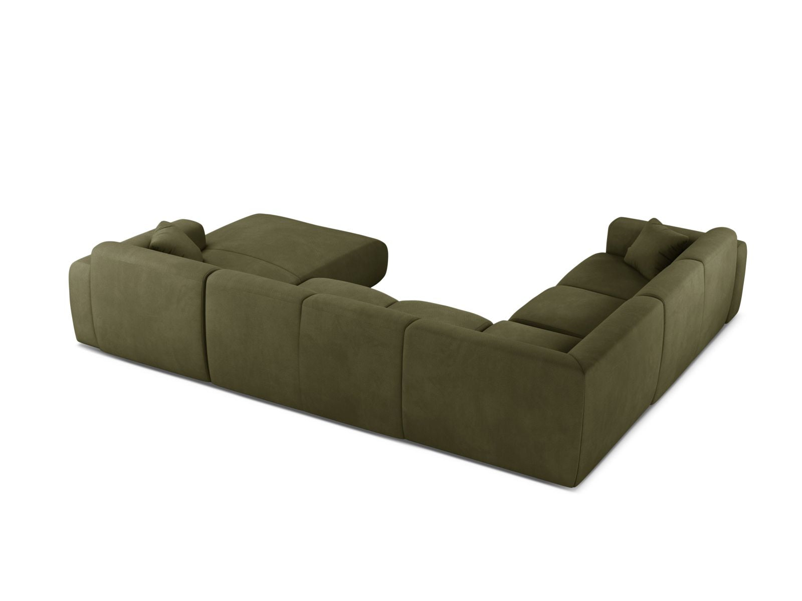 Stylisches 6-Sitzer Ecksofa Molino in zartem Grün, perfekt für gemütliche Wohnzimmer, angeboten von Micadoni.