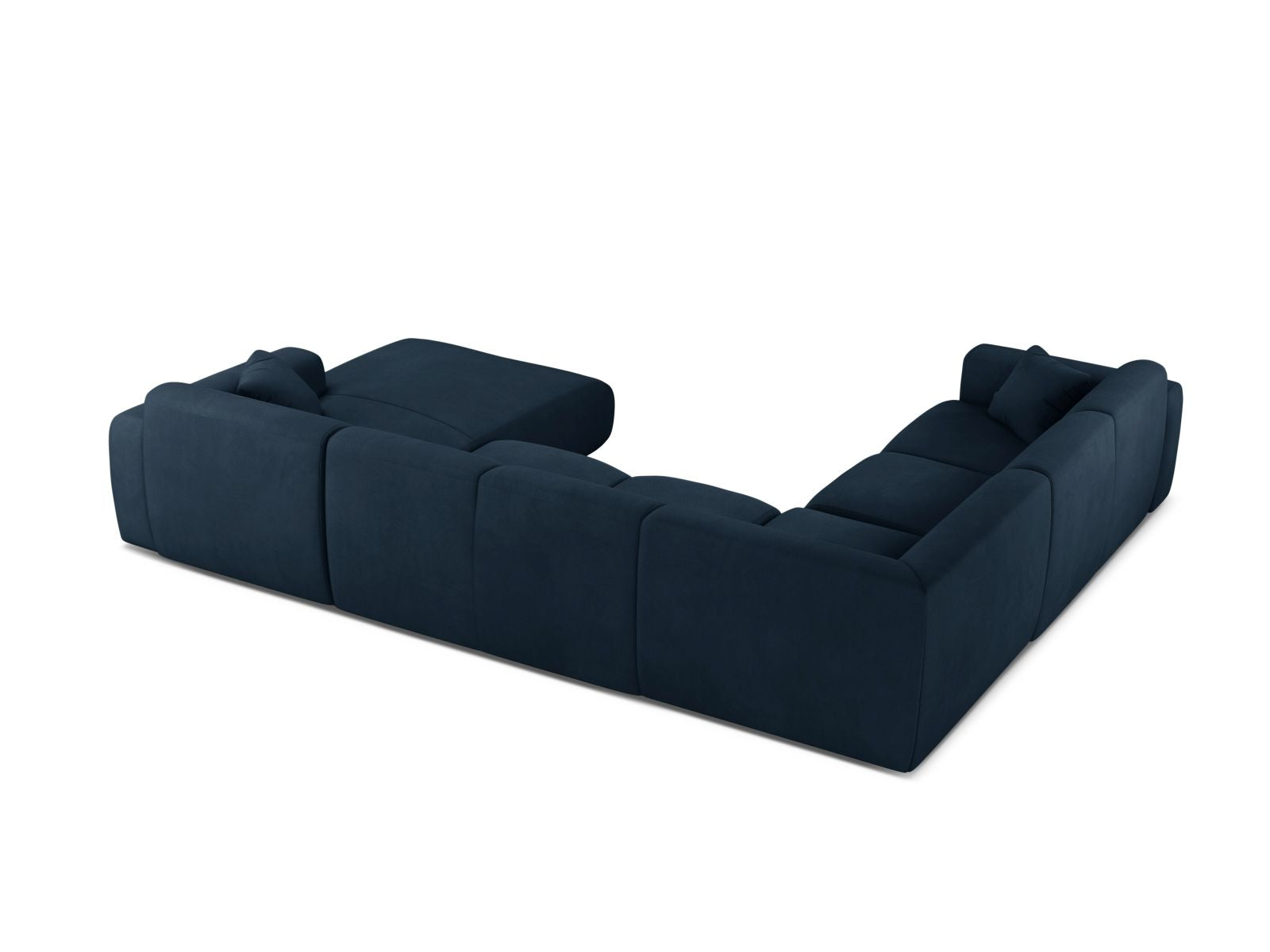 Modulares 6-Sitzer Ecksofa Molino in Royal Blue-Rebel, perfekt für stilvolle Wohnzimmer, vereint Funktionalität und modernes Design.