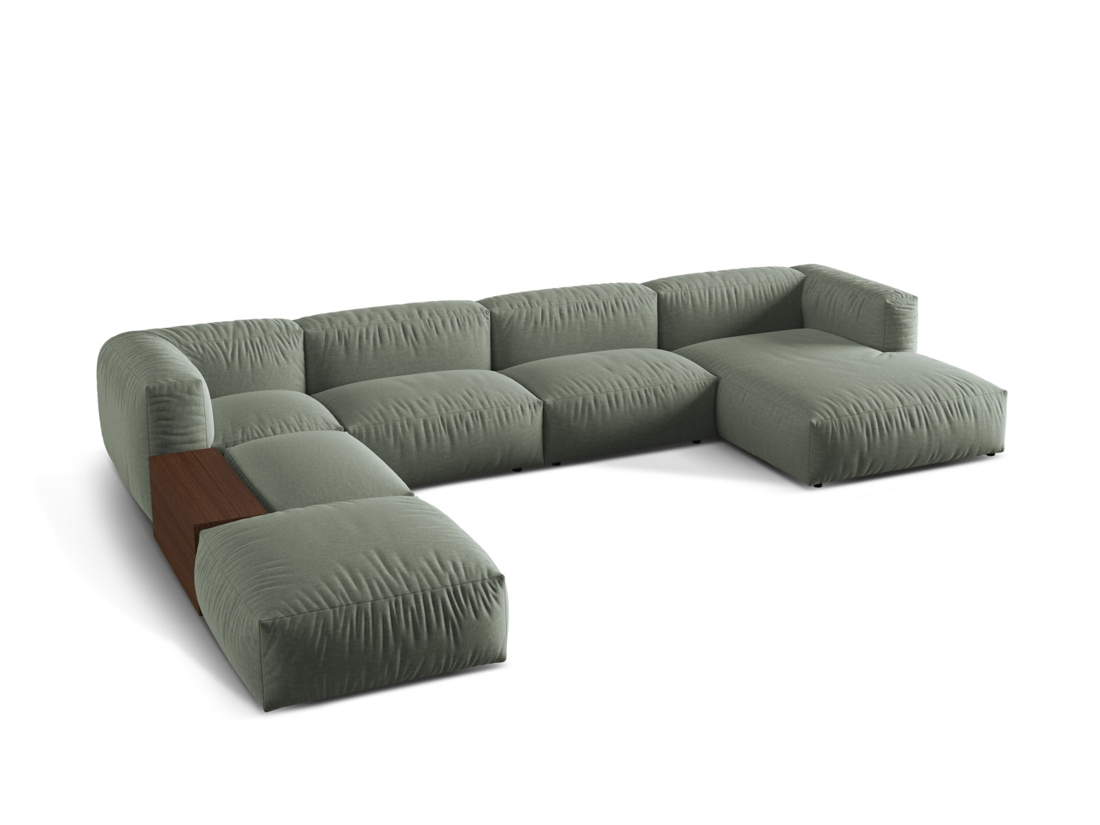 Martina Modulares Panoramic Ecksofa links 5 Sitzer in Moss Green präsentiert im Onlineshop von KAQTU Design AG. Ecksofa links ist von Micadoni