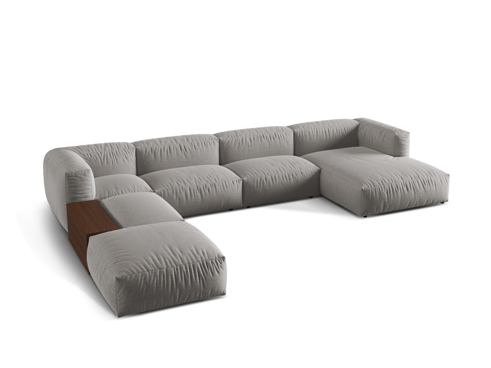 Modernes, flexibles 5-Sitzer Ecksofa Martina in sanftem Grau, perfekt für gemütliche und stilvolle Wohnambiente von Micadoni.