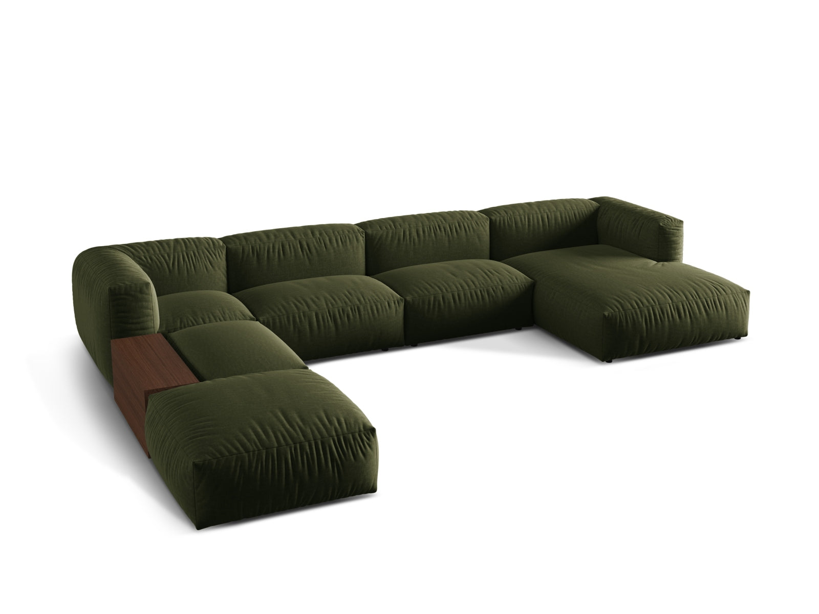 Martina Modulares Panoramic Ecksofa links 5 Sitzer in Green präsentiert im Onlineshop von KAQTU Design AG. Ecksofa links ist von Micadoni