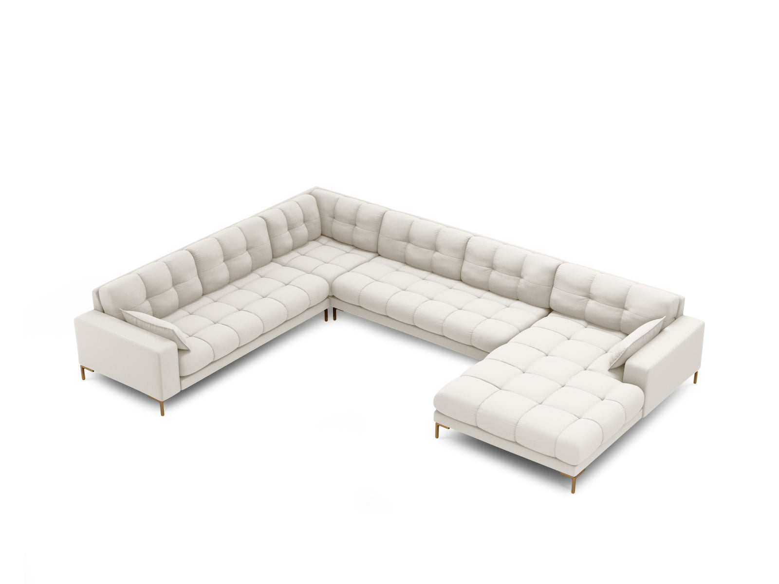 Mamaia Panoramic Ecksofa links 7 Sitzer in Light Beige/Gold präsentiert im Onlineshop von KAQTU Design AG. Ecksofa links ist von Micadoni