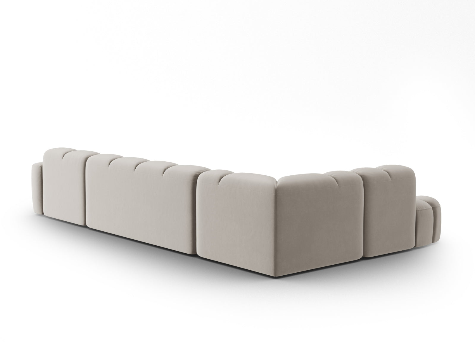 Lisa Velour Panoramic Ecksofa links 7 Sitzer in Light Beige präsentiert im Onlineshop von KAQTU Design AG. Ecksofa links ist von Micadoni