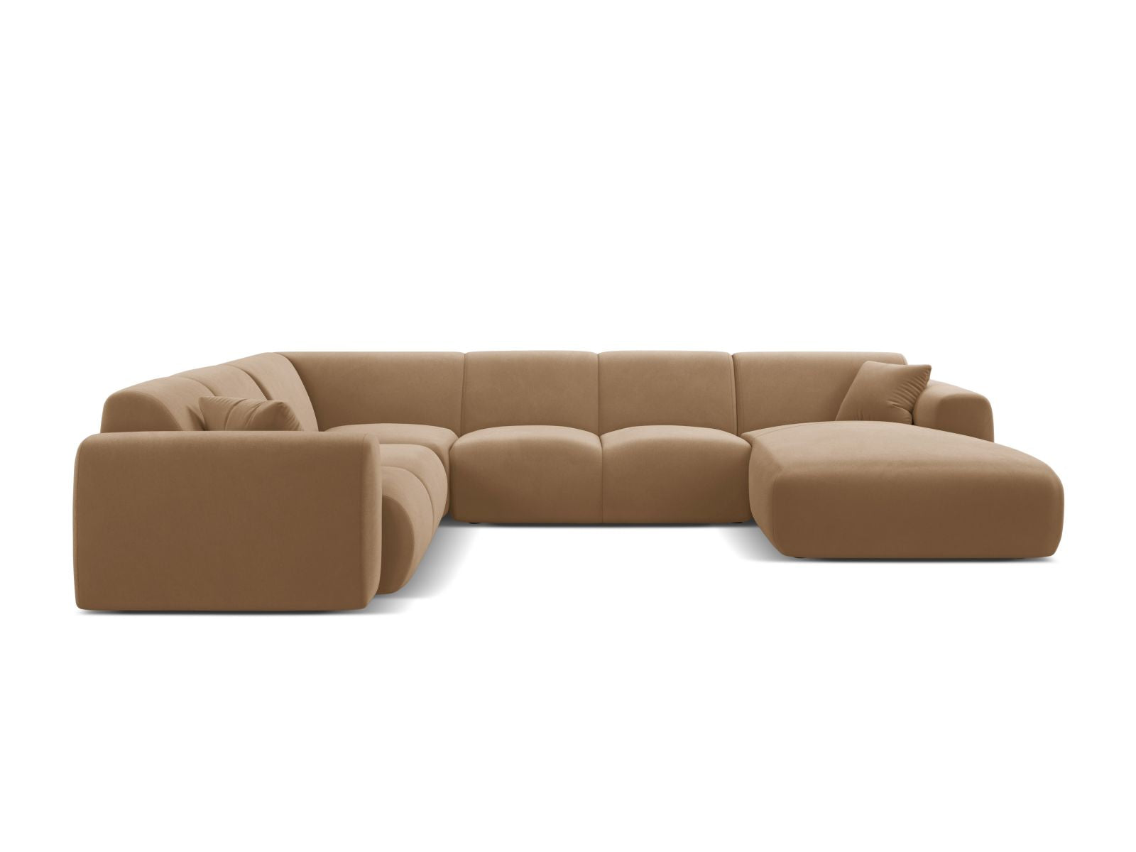 Elegantes 6-Sitzer Ecksofa Molino in Sand-Casino, ideal für moderne Wohnräume, bietet Komfort und Stil in einer modularen Form.