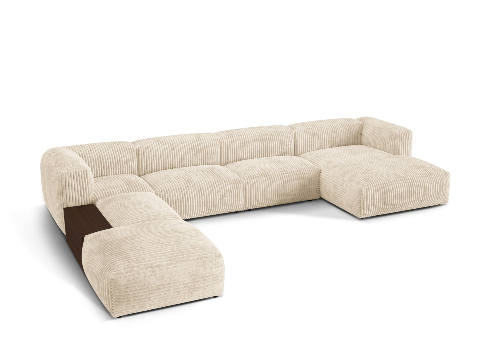 Elegantes, modulares Panoramic Ecksofa links in hellem Beige, ideal für stilvolle Wohnräume. 5-Sitzer von Micadoni.