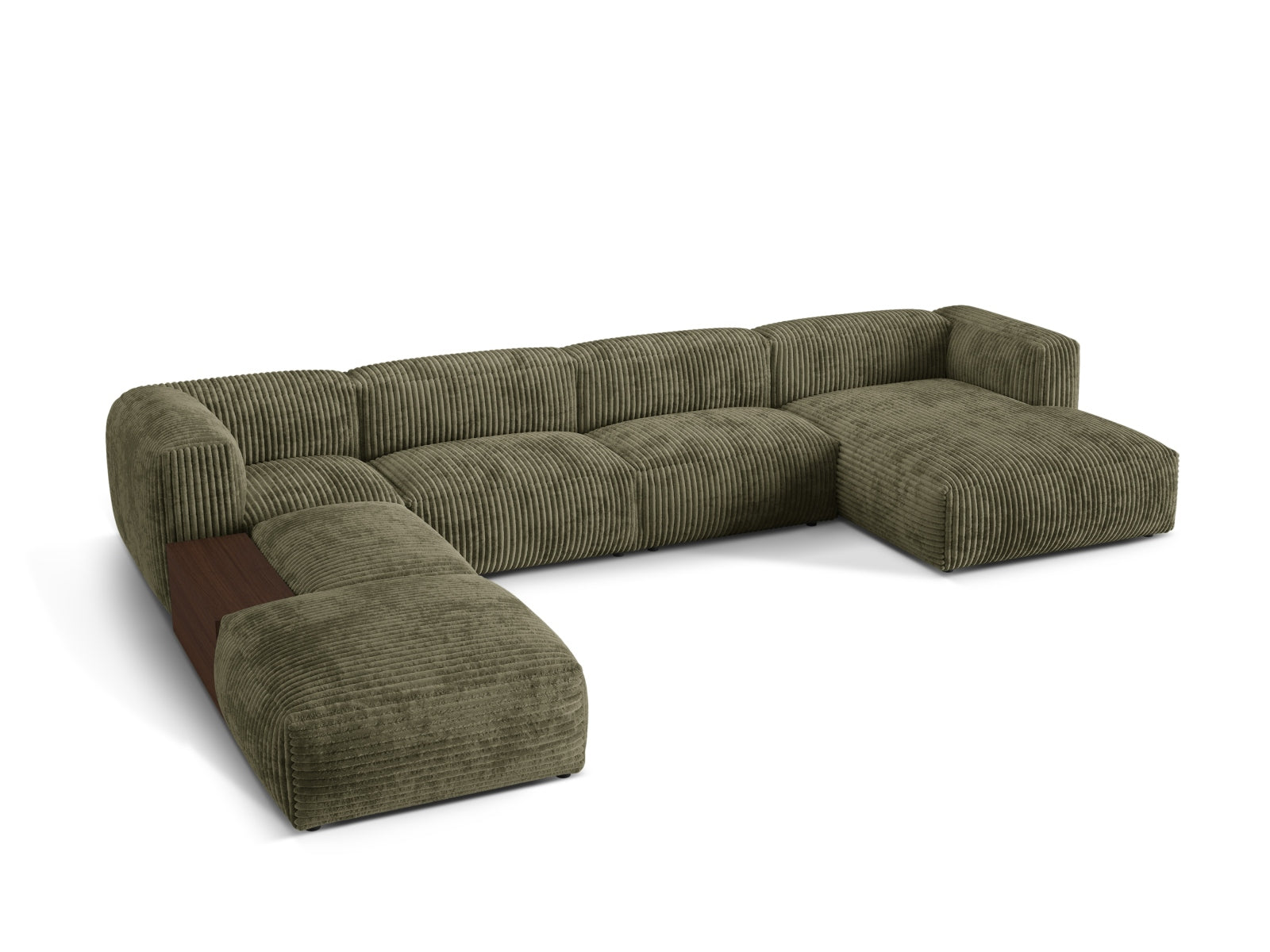 Martina Modulares Panoramic Ecksofa links 5 Sitzer in Moss Green präsentiert im Onlineshop von KAQTU Design AG. Ecksofa links ist von Micadoni
