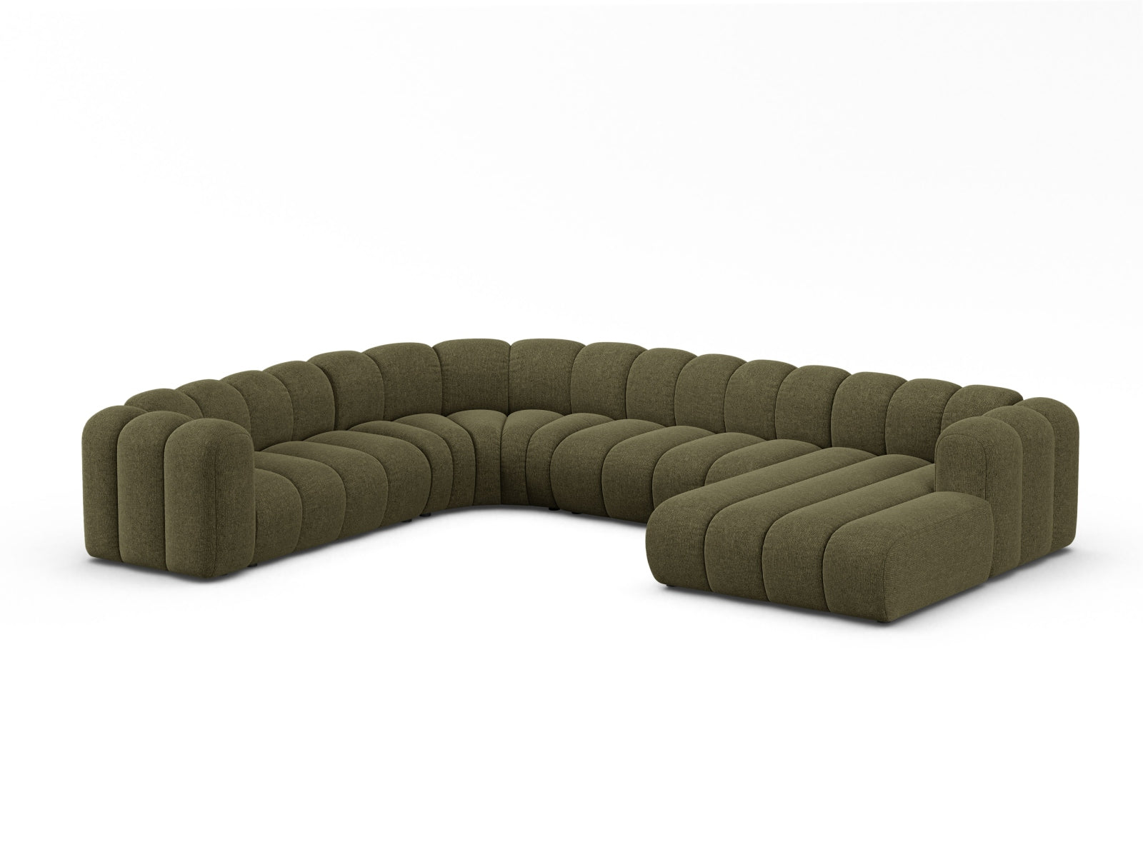 Stylisches Lupine Modular Panoramic Ecksofa links für 6 Personen in der Farbe Green-Eden, ideal für moderne Wohnräume.