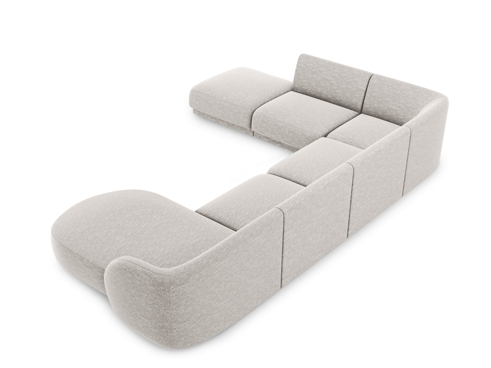 Elegantes Miley Panoramic Ecksofa links für 6 Personen, perfekt für stilvolle Wohnzimmer und gesellige Zusammenkünfte.