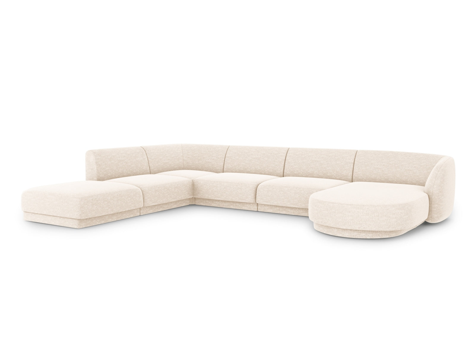 Elegantes Miley Panoramic Ecksofa links für 6 Personen in Ivory-Eden, ideal für stilvolle Wohnräume und gemütliche Abende.