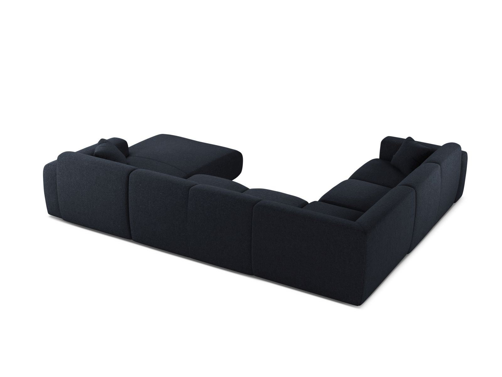 Modulares 6-Sitzer Ecksofa Molino in Navy Blue-Eden, perfekt für gemütliche Wohnzimmer, bietet modernen Komfort und stilvolles Design.