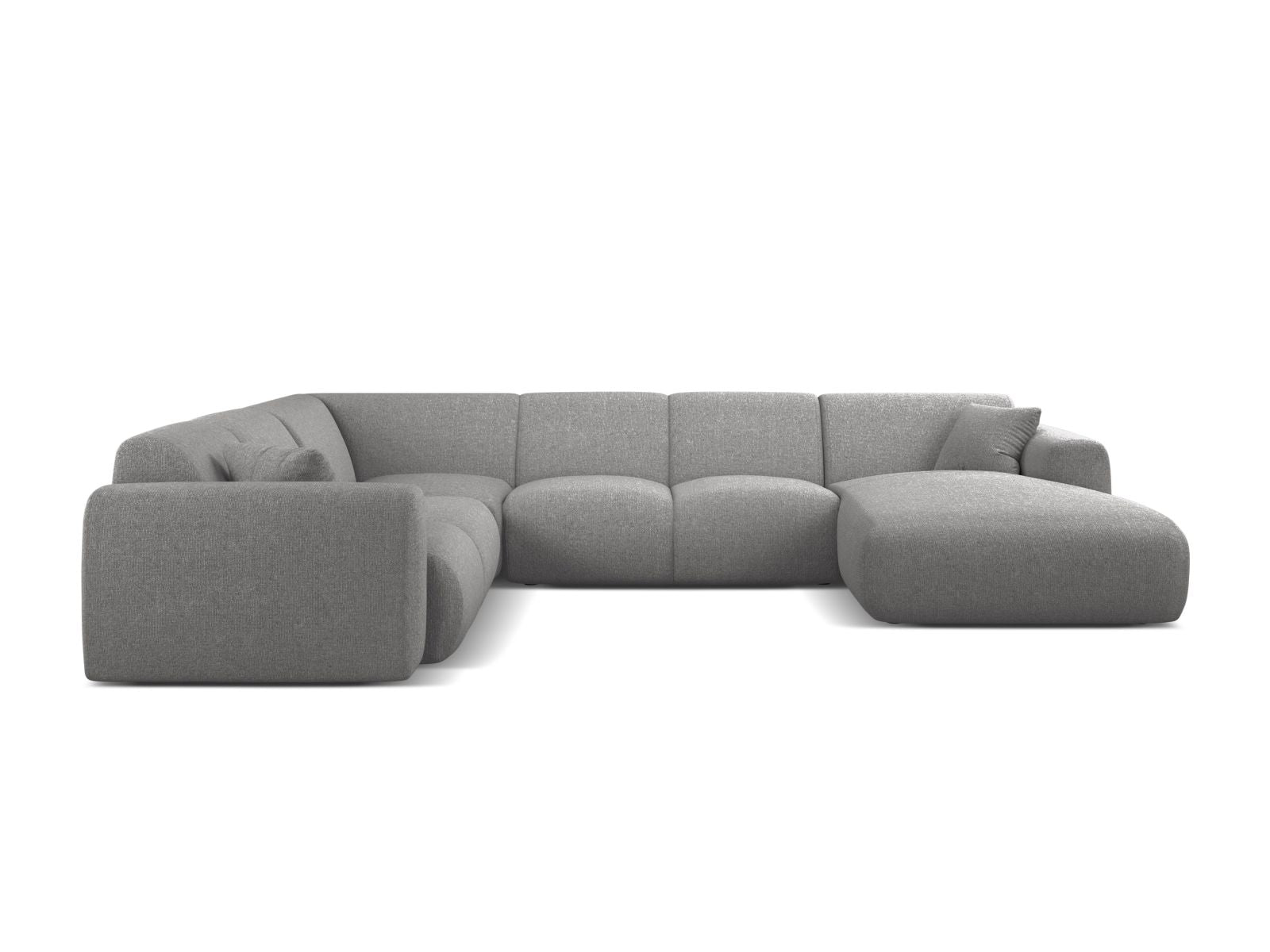 Elegantes 6-Sitzer Ecksofa Molino in hellem Grau, ideal für moderne Wohnräume, präsentiert in stilvollem Design von Micadoni.