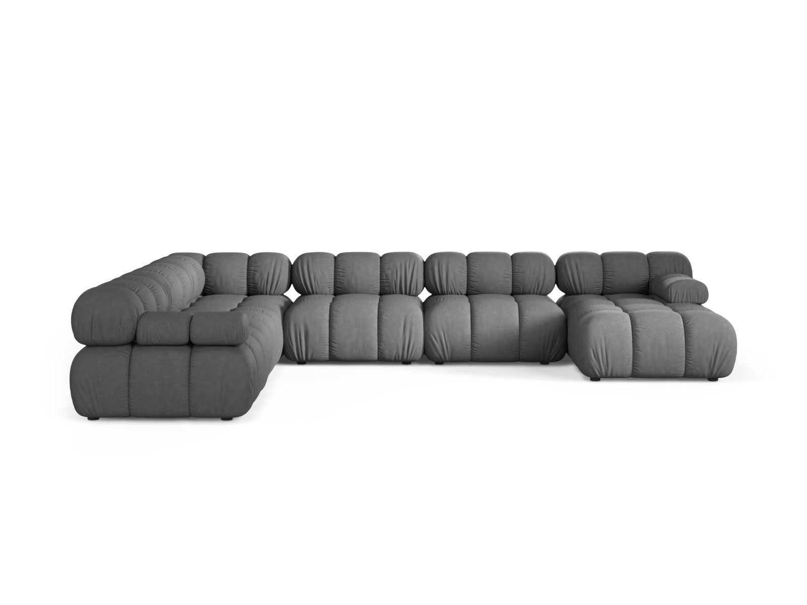 Elegantes 8-Sitzer Ecksofa Panoramic links Bellis in stilvollem Grau, ideal für moderne Wohnräume, von Micadoni.