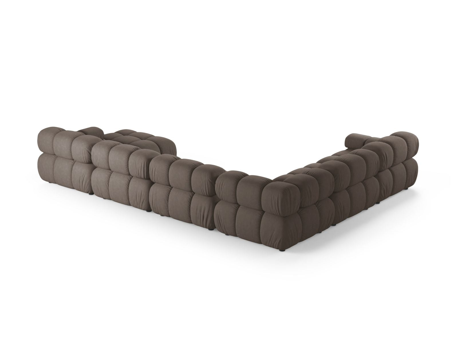 Geräumiges 8-Sitzer Ecksofa Panoramic links Bellis in warmem Cappuccino-Liberty, perfekt für gesellige Abende und stilvolle Einrichtung.
