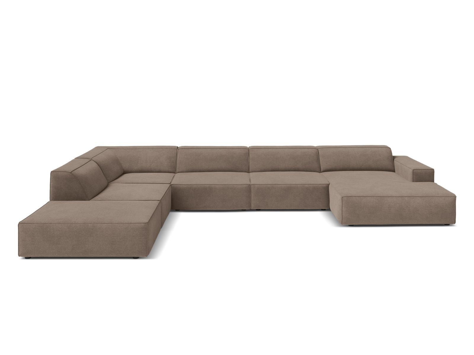 7-Sitzer Modular Ecksofa Panoramic links Jodie in Cappuccino-Liberty präsentiert im Onlineshop von KAQTU Design AG. Ecksofa links ist von Micadoni