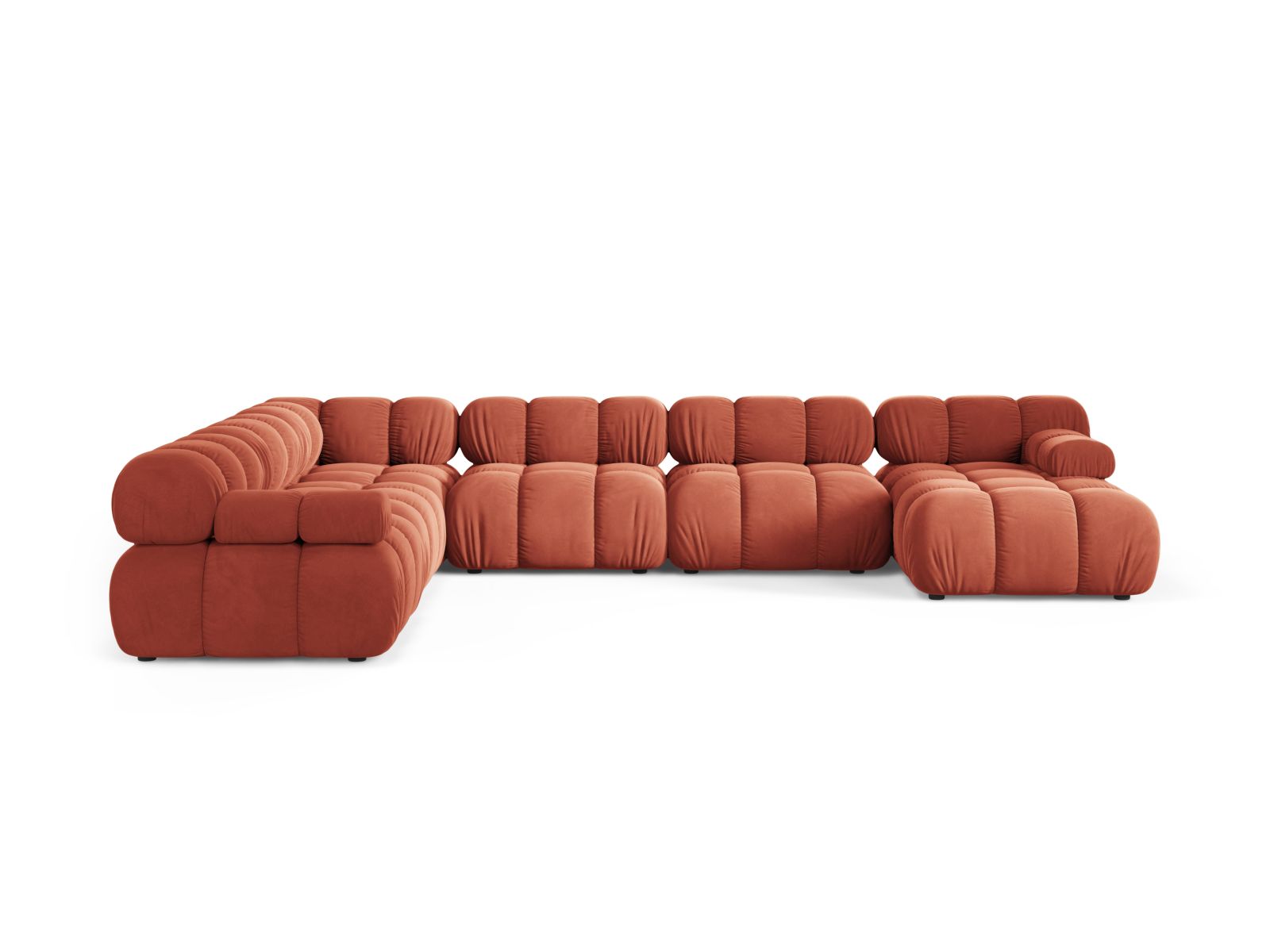 Elegantes 8-Sitzer Ecksofa Panoramic links Bellis in Coral-Venus, ideal für stilvolle Wohnräume, präsentiert von Micadoni.
