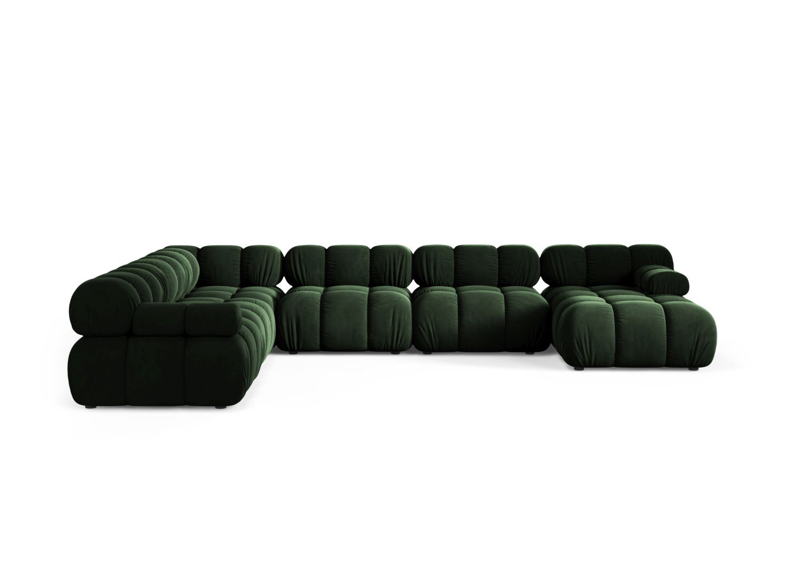 Elegantes 8-Sitzer Ecksofa Panoramic links Bellis in sattem Bottle Green, ideal für stilvolle Wohnräume, präsentiert von Micadoni.
