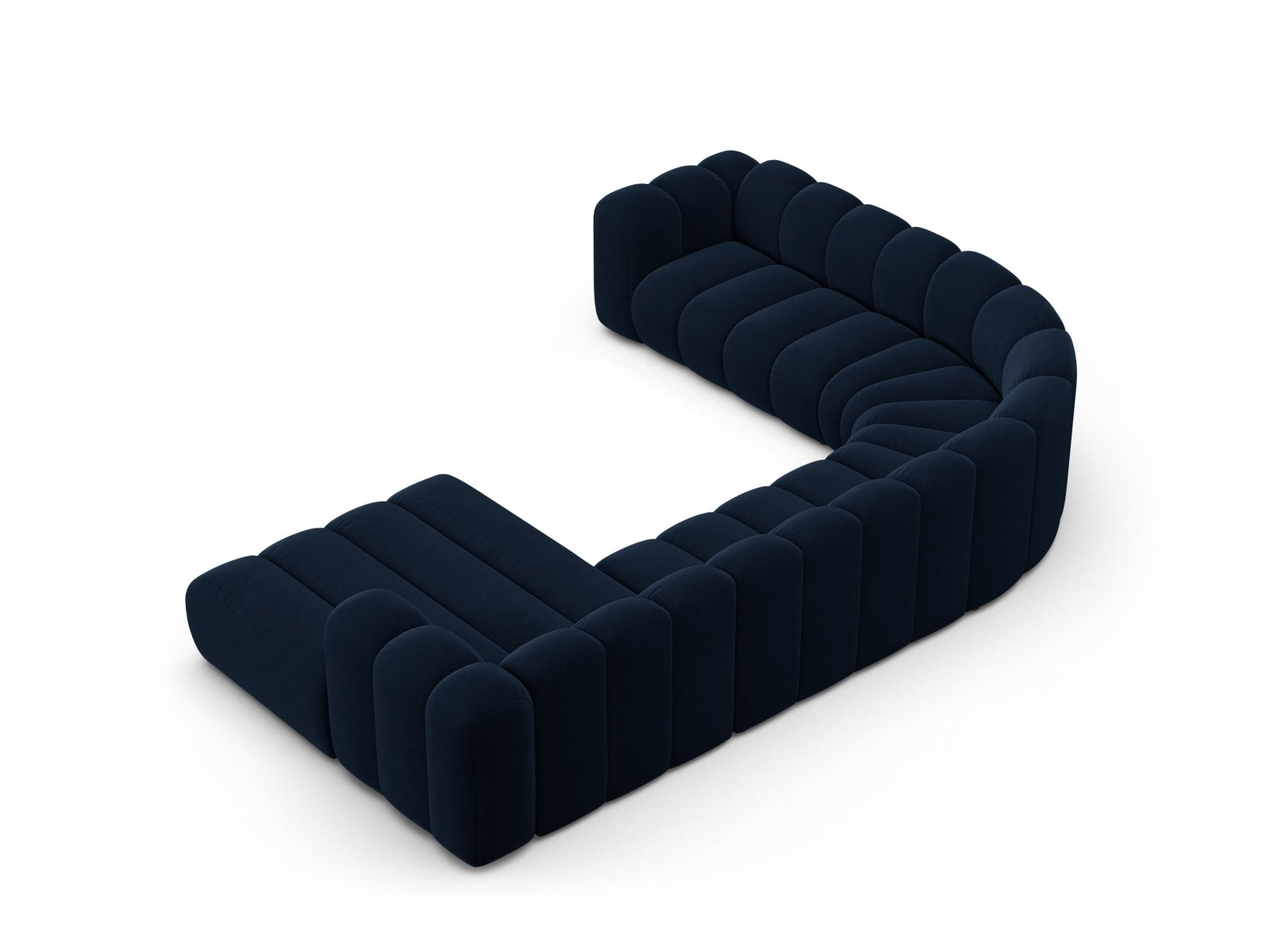 Lupine Velour Modular Panoramic Ecksofa links 6 Sitzer in Royal Blue-Salvador präsentiert im Onlineshop von KAQTU Design AG. Ecksofa links ist von Micadoni