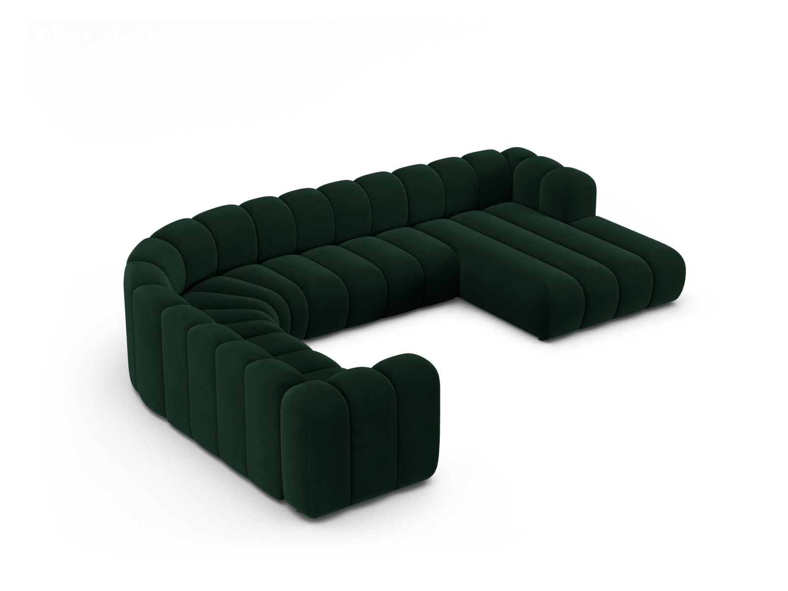 Lupine Velour Modular Panoramic Ecksofa links 6 Sitzer in Bottle Green-Salvador präsentiert im Onlineshop von KAQTU Design AG. Ecksofa links ist von Micadoni