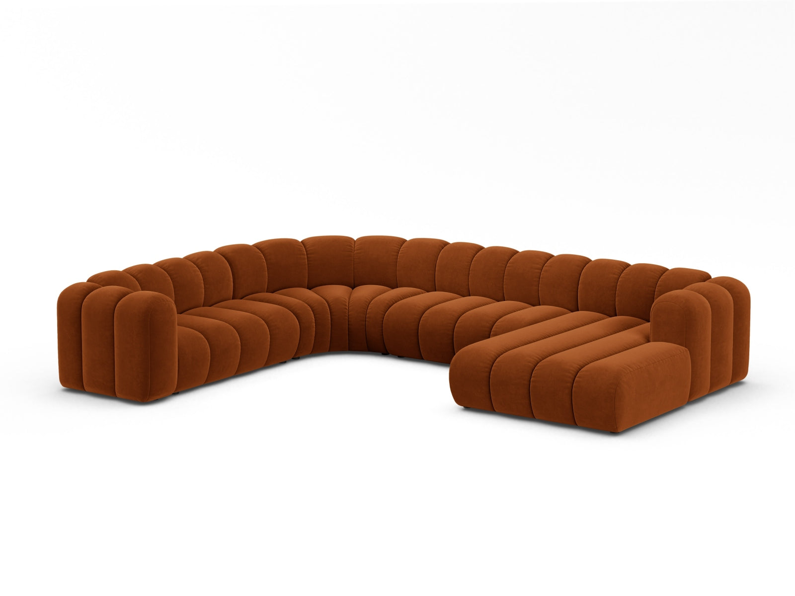 Lupine Velour Modular Panoramic Ecksofa links 6 Sitzer in Terracotta-Salvador präsentiert im Onlineshop von KAQTU Design AG. Ecksofa links ist von Micadoni