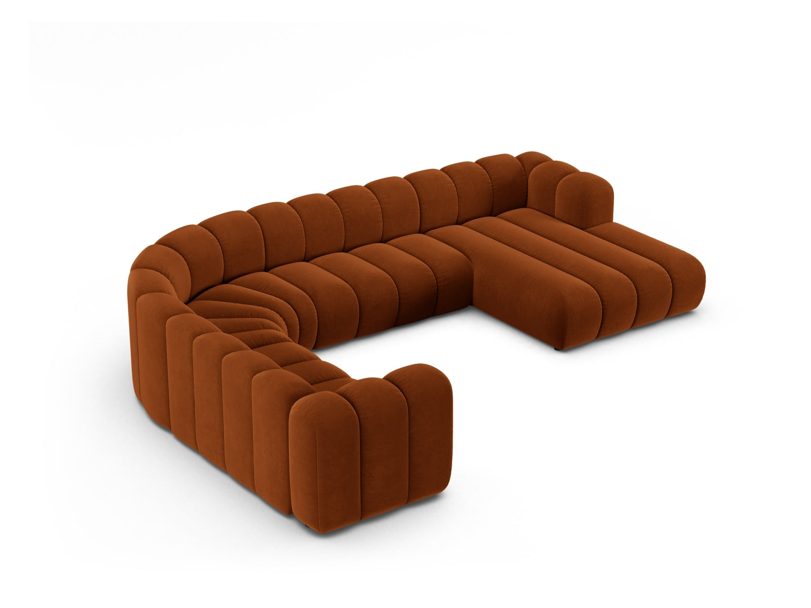 Lupine Velour Modular Panoramic Ecksofa links 6 Sitzer in Terracotta-Salvador präsentiert im Onlineshop von KAQTU Design AG. Ecksofa links ist von Micadoni