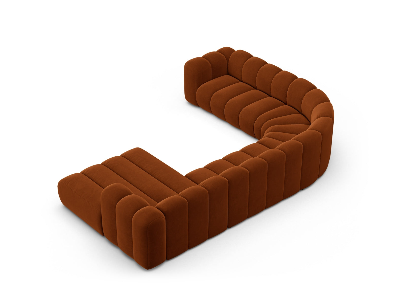 Lupine Velour Modular Panoramic Ecksofa links 6 Sitzer in Terracotta-Salvador präsentiert im Onlineshop von KAQTU Design AG. Ecksofa links ist von Micadoni
