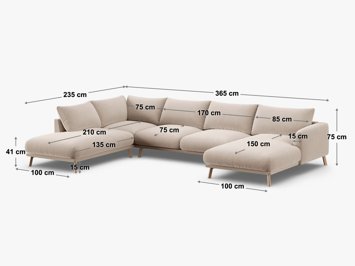 6-Sitzer Panoramic Ecksofa links Naomi in Royal Blue-Salvador präsentiert im Onlineshop von KAQTU Design AG. Ecksofa links ist von Micadoni