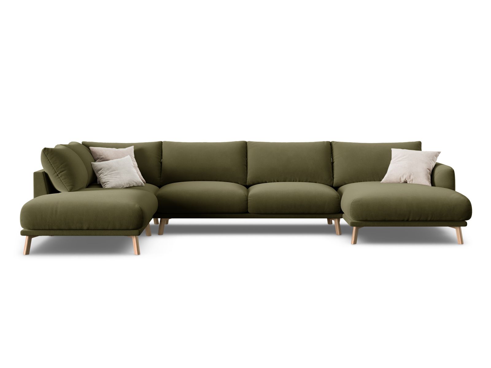 6-Sitzer Panoramic Ecksofa links Naomi in Green-Salvador präsentiert im Onlineshop von KAQTU Design AG. Ecksofa links ist von Micadoni