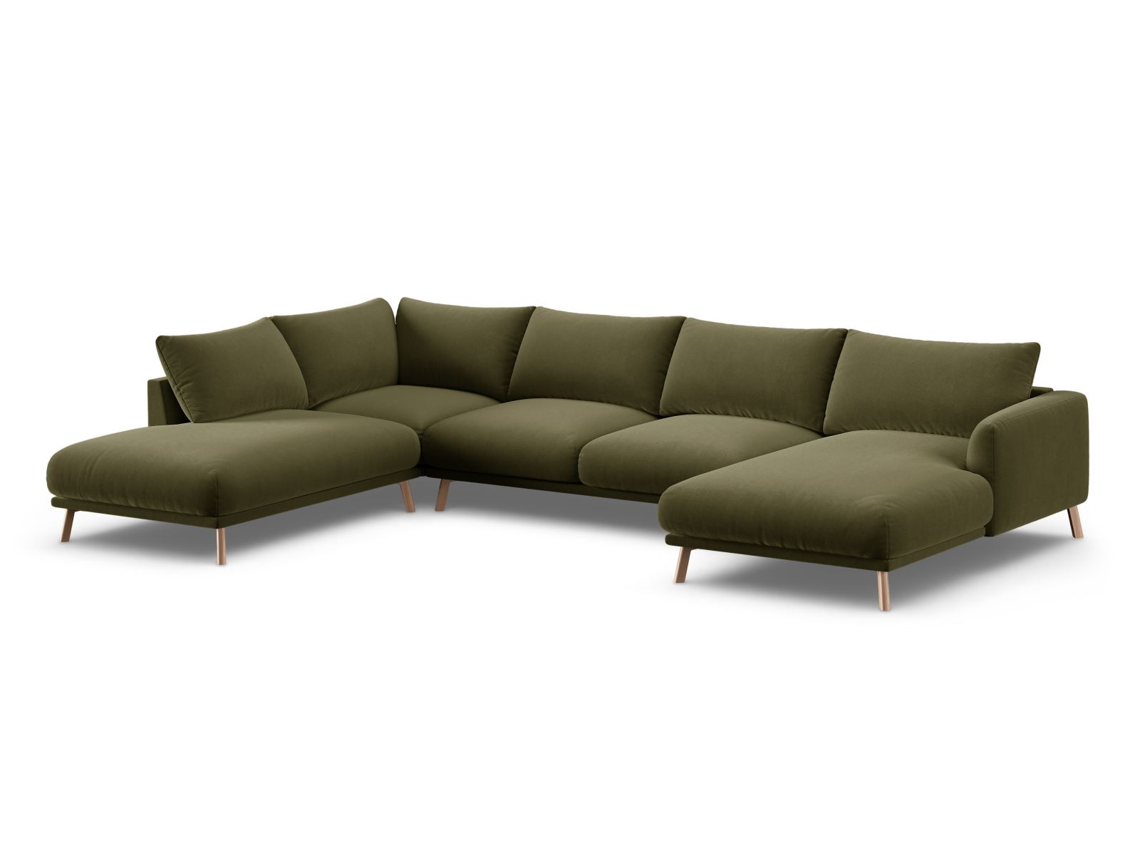 6-Sitzer Panoramic Ecksofa links Naomi in Green-Salvador präsentiert im Onlineshop von KAQTU Design AG. Ecksofa links ist von Micadoni