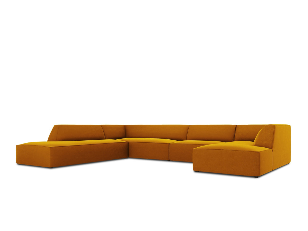 Ruby Velour Panoramic Ecksofa links 7 Sitzer in Yellow-Salvador präsentiert im Onlineshop von KAQTU Design AG. Ecksofa links ist von Micadoni