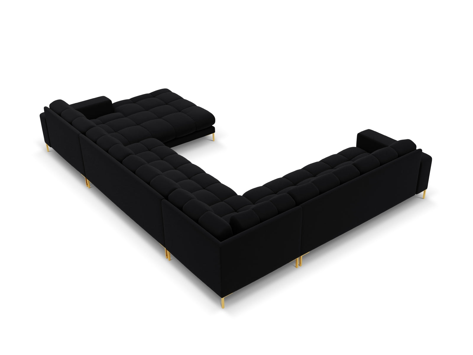 Mamaia Velour Panoramic Ecksofa links 7 Sitzer in Black/Gold präsentiert im Onlineshop von KAQTU Design AG. Ecksofa links ist von Micadoni