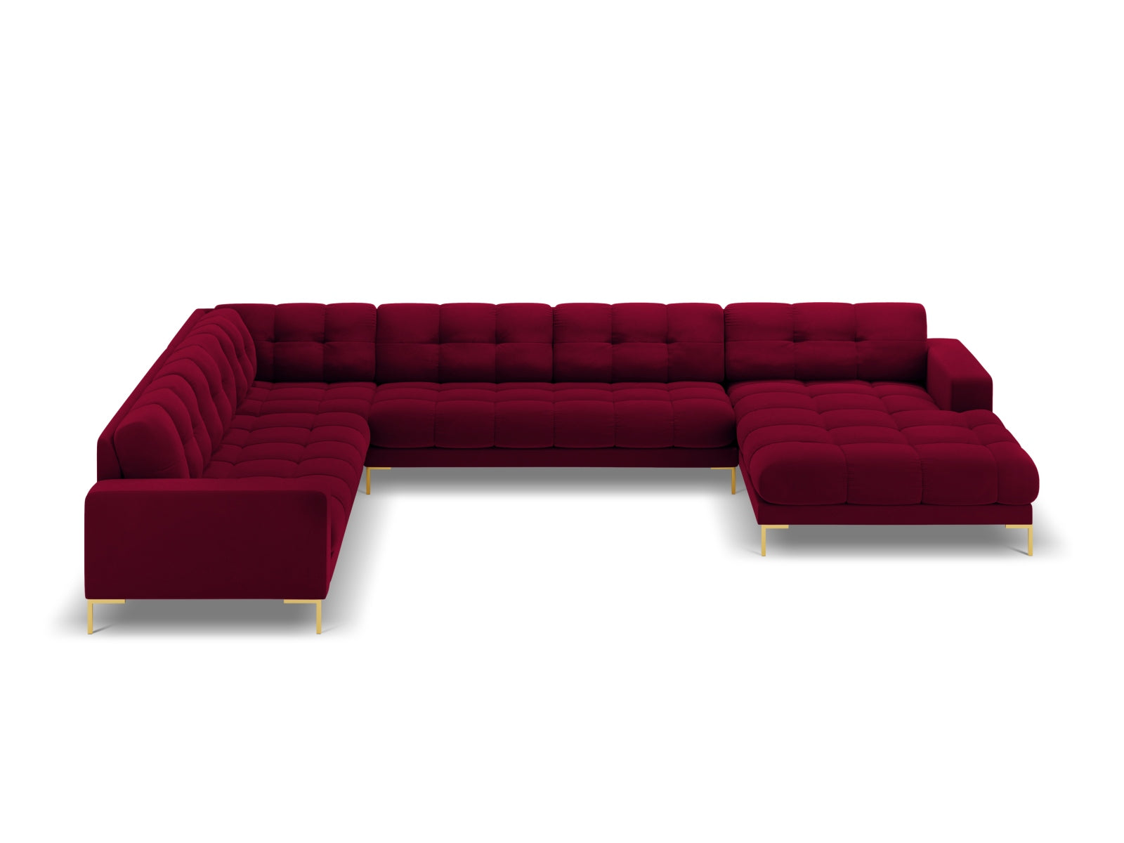 Mamaia Velour Panoramic Ecksofa links 7 Sitzer in Red/Gold präsentiert im Onlineshop von KAQTU Design AG. Ecksofa links ist von Micadoni
