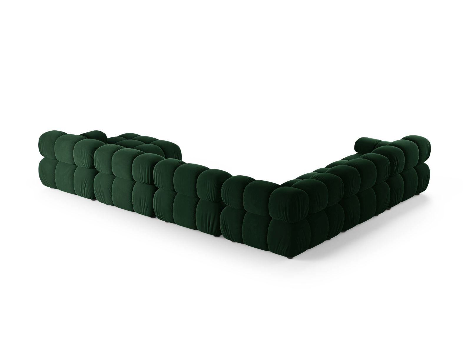Geräumiges 8-Sitzer Ecksofa Panoramic links Bellis in luxuriösem Bottle Green-Bluvel, perfekt für moderne und gemütliche Wohnlandschaften.
