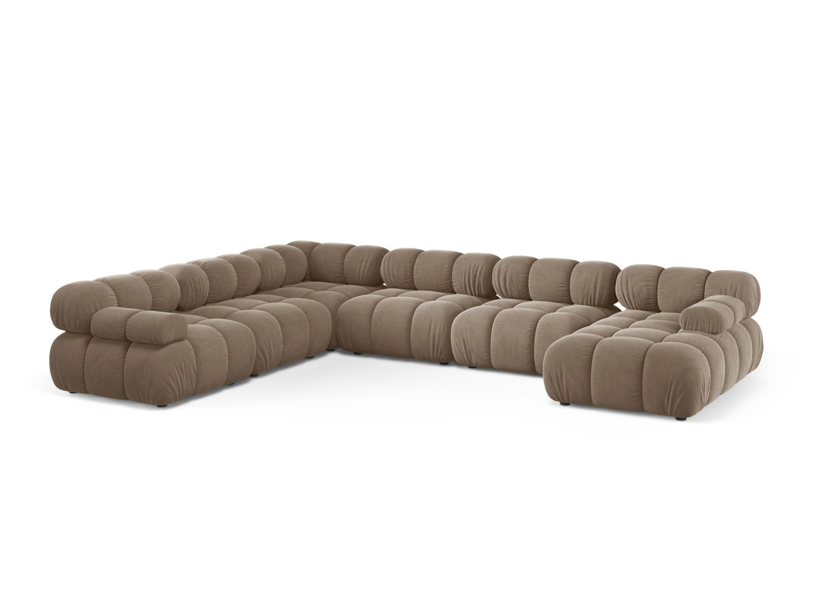 8-Sitzer Modular Ecksofa Panoramic links Bellis in Cappuccino-Bluvel präsentiert im Onlineshop von KAQTU Design AG. Ecksofa links ist von Micadoni
