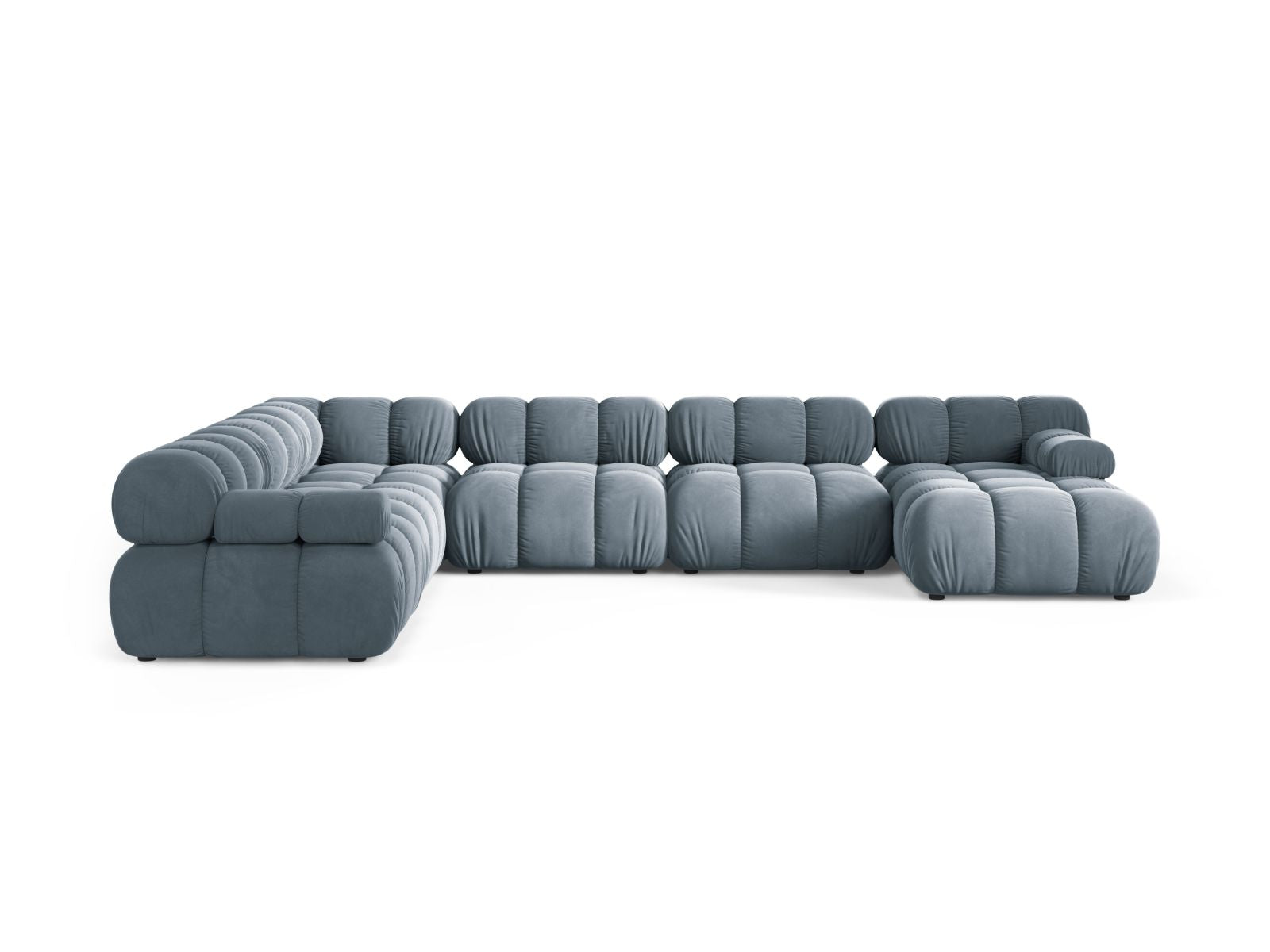 Elegantes 8-Sitzer Ecksofa Panoramic links Bellis in sanftem Hellblau, ideal für stilvolle Wohnräume, präsentiert von Micadoni.