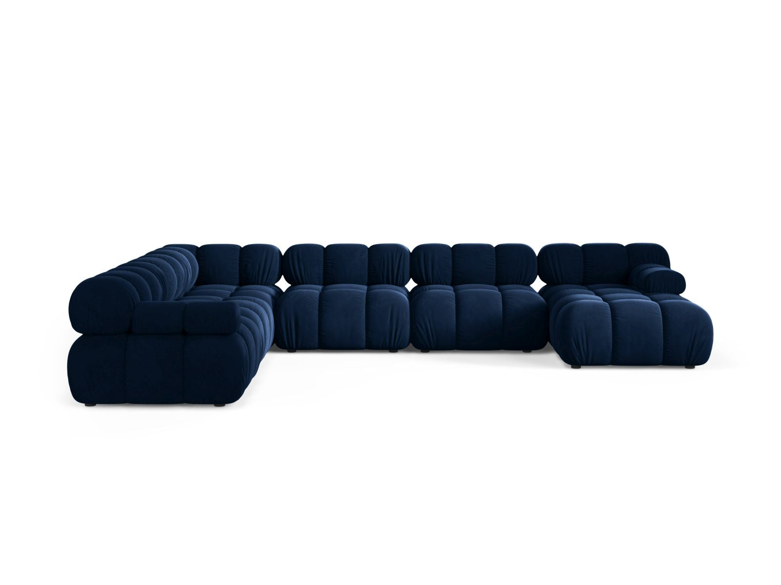 Elegantes 8-Sitzer Ecksofa Panoramic links in Royal Blue-Bluvel, ideal für stilvolle Wohnräume, von Micadoni.
